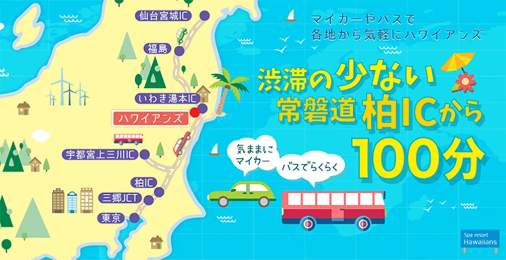 渋滞の少ない常磐道柏ICから100分